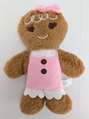 Giftable World Gingerbread Girl Pink Bow 12" Plush Christmas Dog Toy Squeaker